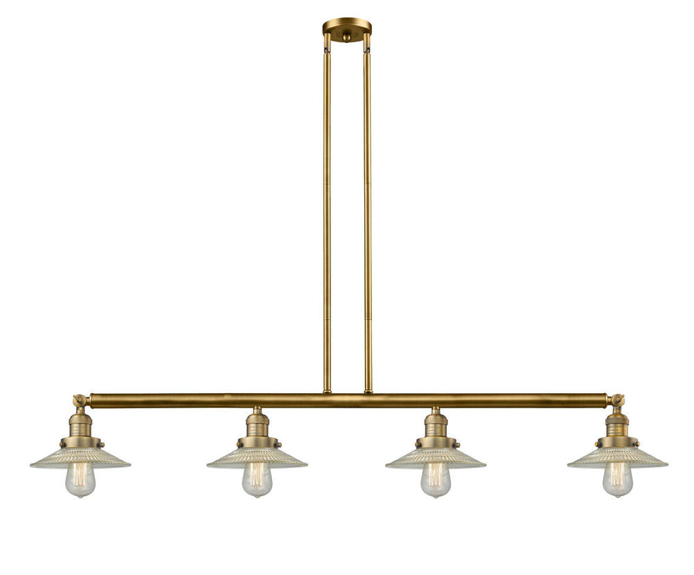 Halophane - 4 Light - 53 inch - Brushed Brass - Stem Hung - Adjustable Island Light