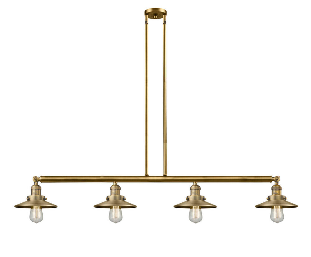 Railroad - 4 Light - 53 inch - Brushed Brass - Stem Hung - Adjustable Island Light
