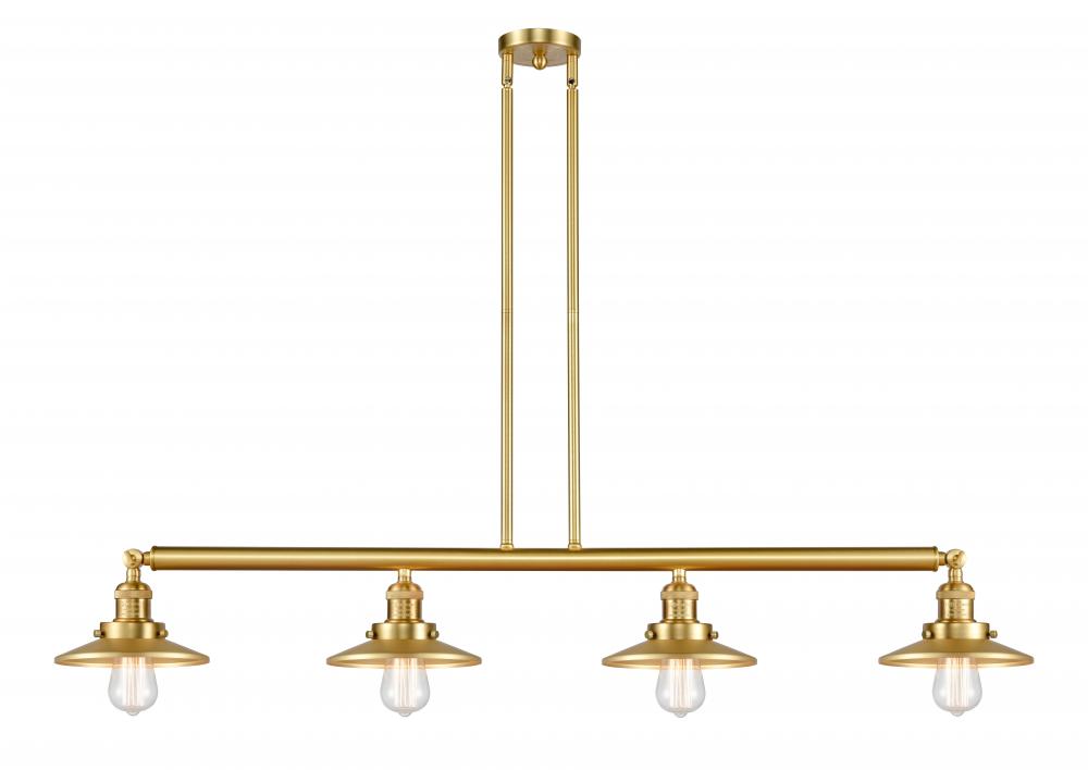 Railroad - 4 Light - 53 inch - Satin Gold - Stem Hung - Adjustable Island Light