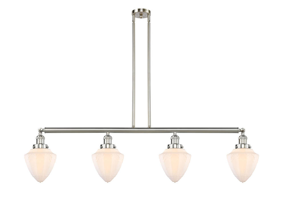 Bullet - 4 Light - 50 inch - Brushed Satin Nickel - Stem Hung - Adjustable Island Light