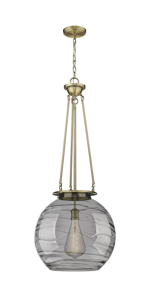 Athens Deco Swirl - 1 Light - 18 inch - Antique Brass - Chain Hung - Pendant