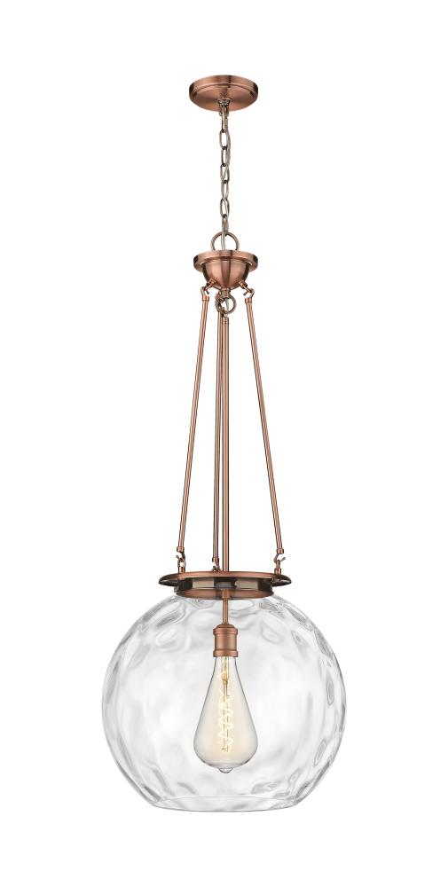 Athens Water Glass - 1 Light - 18 inch - Antique Copper - Chain Hung - Pendant