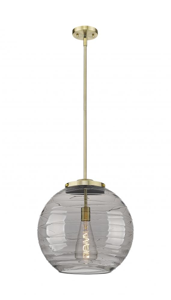 Athens Deco Swirl - 1 Light - 16 inch - Antique Brass - Stem Hung - Pendant