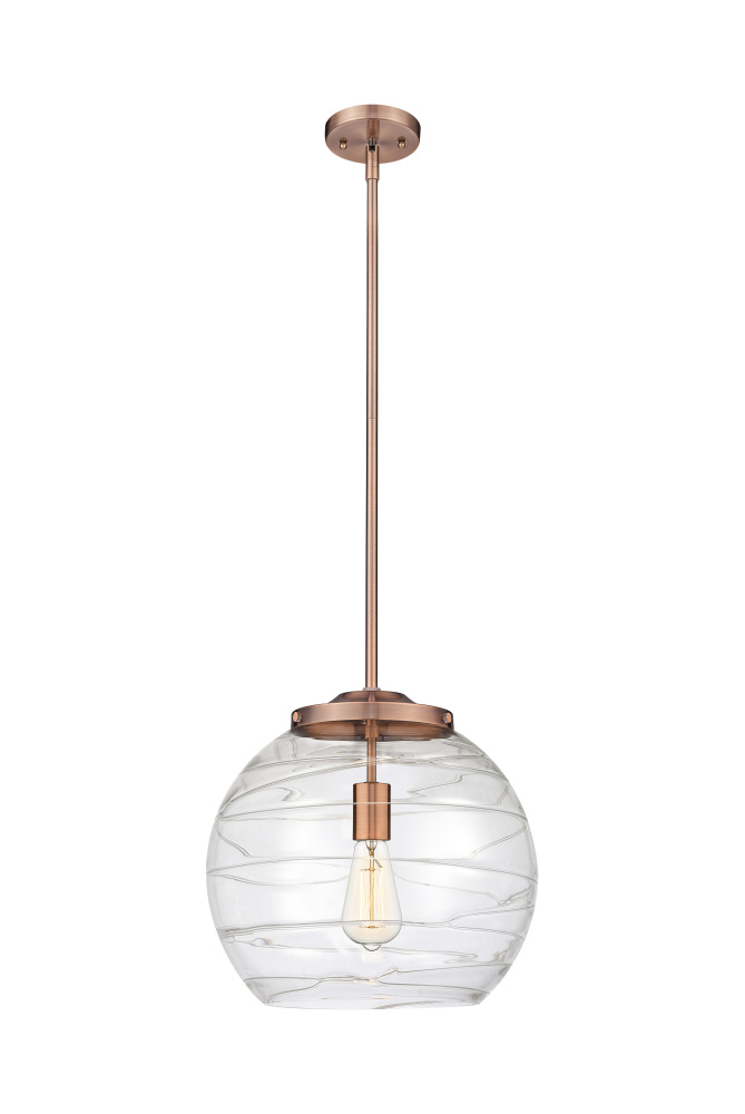 Athens Deco Swirl - 1 Light - 14 inch - Antique Copper - Stem Hung - Pendant