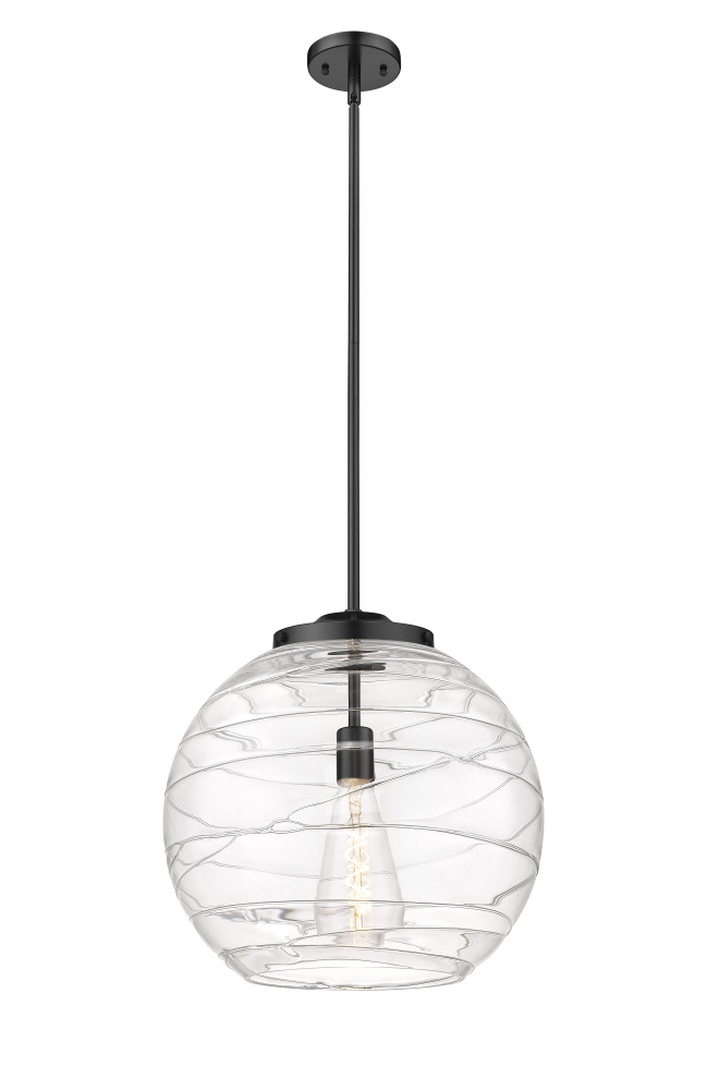 Athens Deco Swirl - 1 Light - 16 inch - Matte Black - Stem Hung - Pendant
