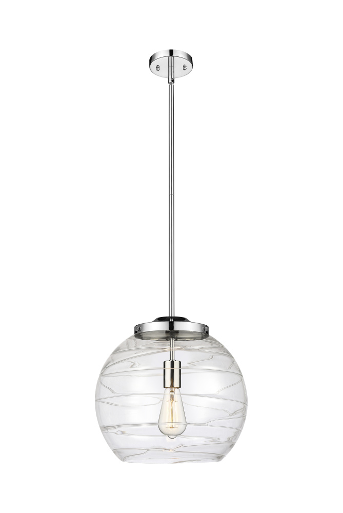 Athens Deco Swirl - 1 Light - 14 inch - Polished Chrome - Stem Hung - Pendant