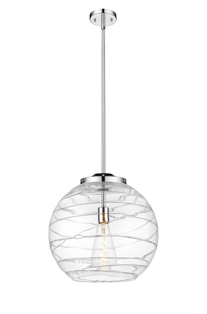 Athens Deco Swirl - 1 Light - 16 inch - Polished Chrome - Stem Hung - Pendant