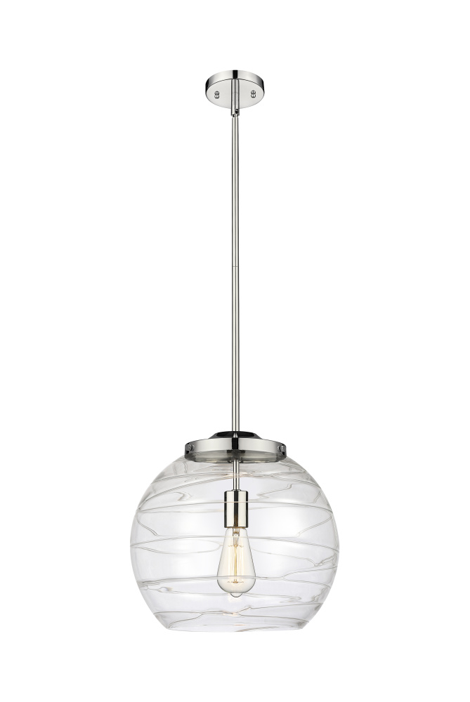 Athens Deco Swirl - 1 Light - 14 inch - Polished Nickel - Stem Hung - Pendant