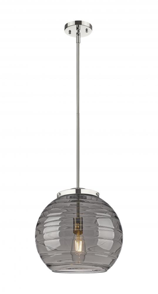 Athens Deco Swirl - 1 Light - 14 inch - Polished Nickel - Stem Hung - Pendant