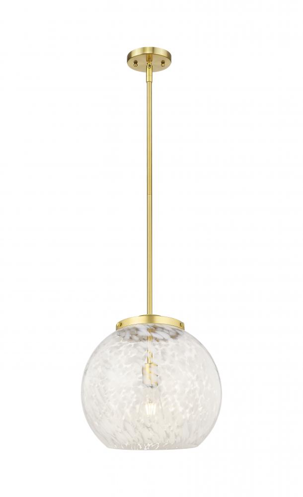 White Mouchette - 1 Light - 14 inch - Satin Gold - Stem Hung - Pendant