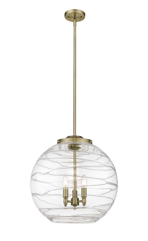 Athens Deco Swirl - 3 Light - 18 inch - Antique Brass - Stem hung - Pendant