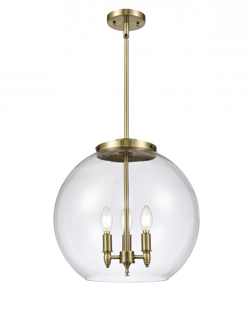 Athens - 3 Light - 16 inch - Antique Brass - Stem hung - Pendant
