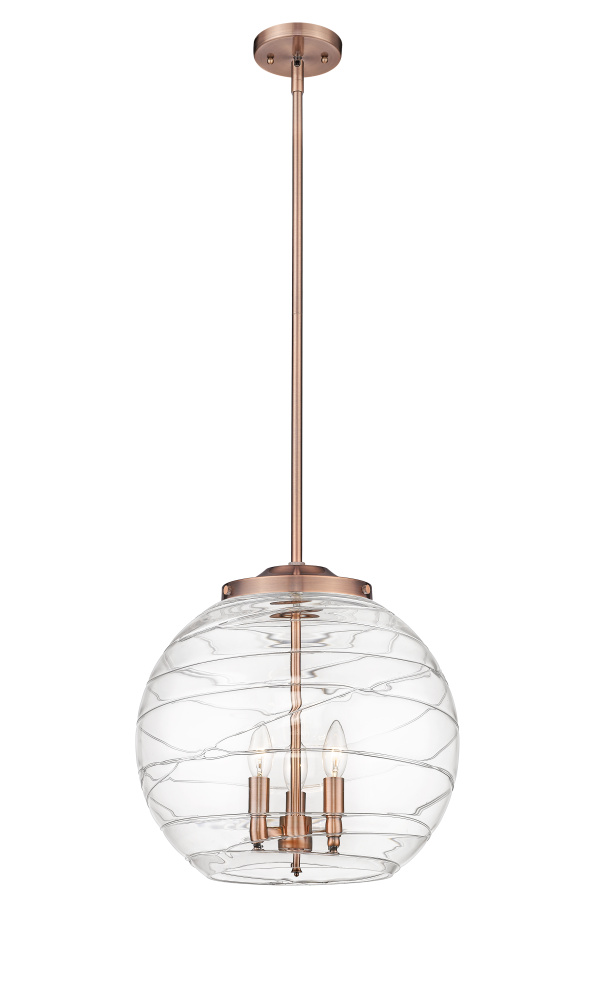 Athens Deco Swirl - 3 Light - 16 inch - Antique Copper - Stem hung - Pendant
