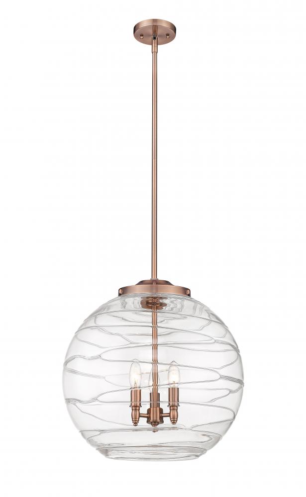 Athens Deco Swirl - 3 Light - 18 inch - Antique Copper - Stem hung - Pendant