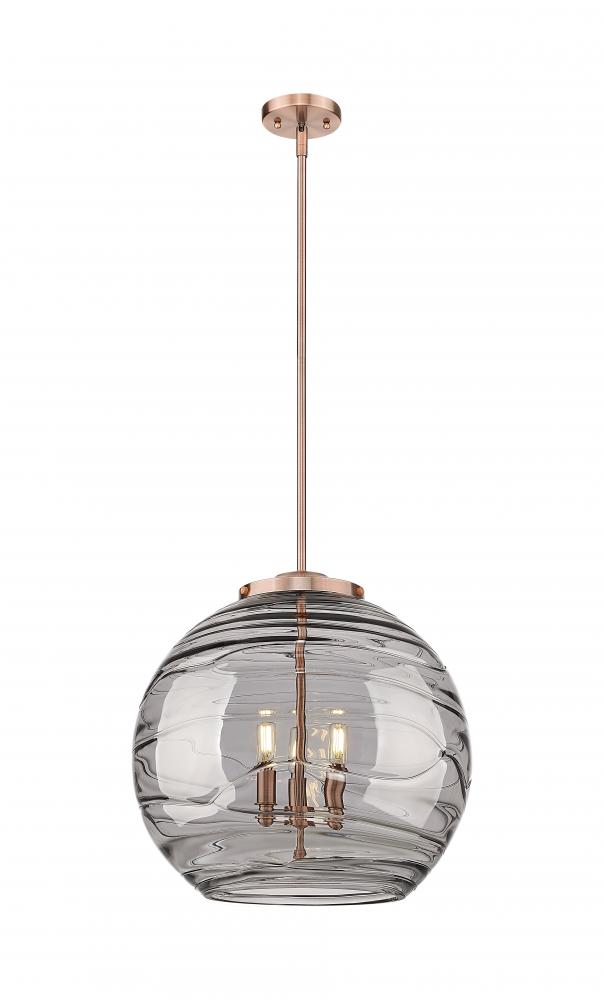 Athens Deco Swirl - 3 Light - 18 inch - Antique Copper - Stem hung - Pendant