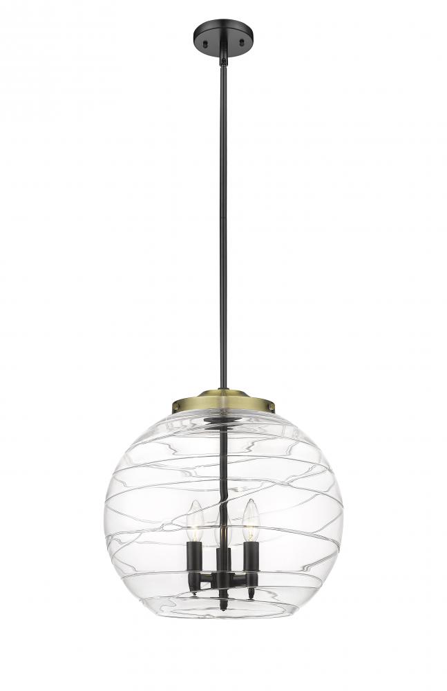Athens Deco Swirl - 3 Light - 16 inch - Black Antique Brass - Stem hung - Pendant