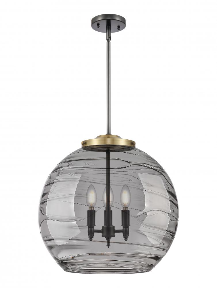 Athens Deco Swirl - 3 Light - 18 inch - Black Antique Brass - Stem hung - Pendant
