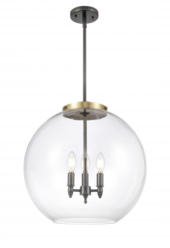 Athens - 3 Light - 18 inch - Black Antique Brass - Stem hung - Pendant