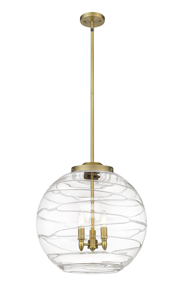 Athens Deco Swirl - 3 Light - 18 inch - Brushed Brass - Stem hung - Pendant