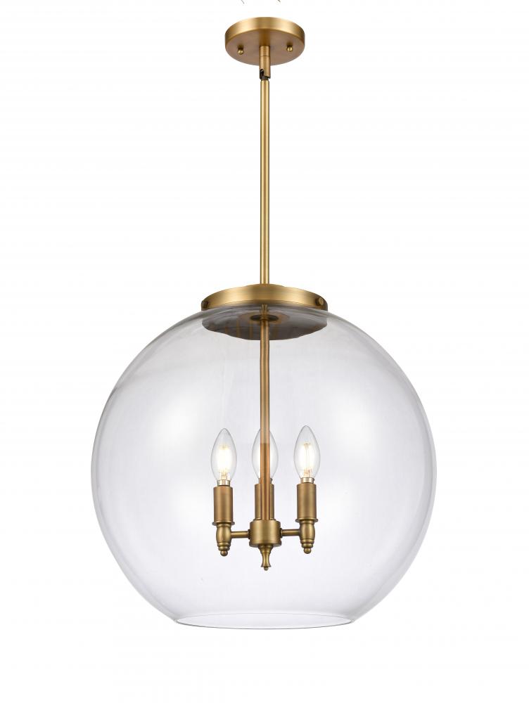 Athens - 3 Light - 18 inch - Brushed Brass - Stem hung - Pendant