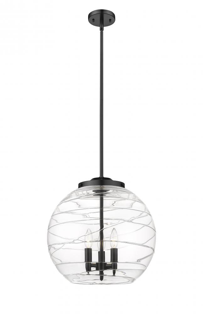Athens Deco Swirl - 3 Light - 16 inch - Matte Black - Stem hung - Pendant