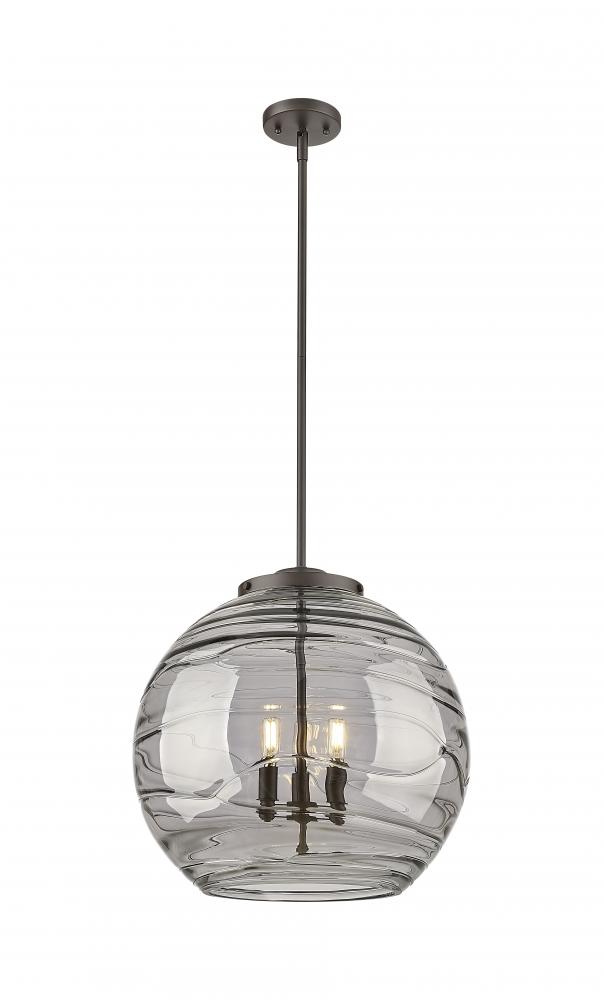 Athens Deco Swirl - 3 Light - 18 inch - Oil Rubbed Bronze - Stem hung - Pendant
