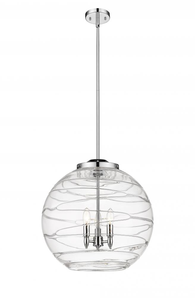 Athens Deco Swirl - 3 Light - 18 inch - Polished Chrome - Stem hung - Pendant