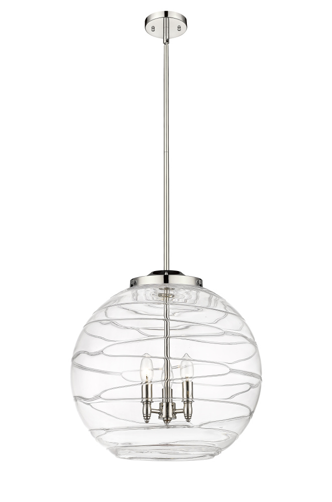 Athens Deco Swirl - 3 Light - 18 inch - Polished Nickel - Stem hung - Pendant