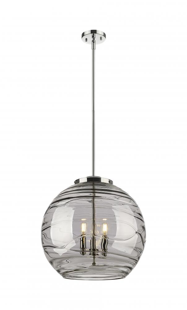 Athens Deco Swirl - 3 Light - 18 inch - Polished Nickel - Stem hung - Pendant
