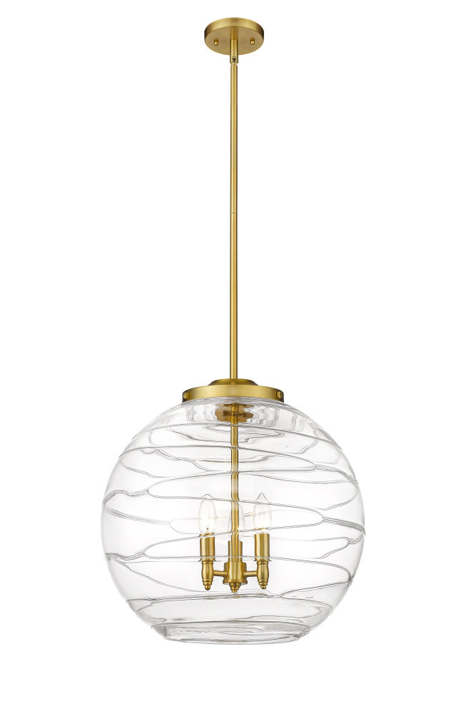 Athens Deco Swirl - 3 Light - 18 inch - Satin Gold - Stem hung - Pendant