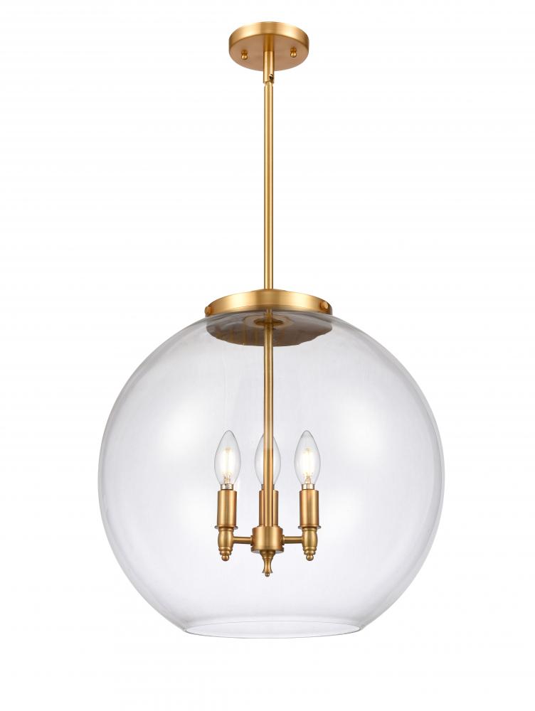 Athens - 3 Light - 18 inch - Satin Gold - Stem hung - Pendant