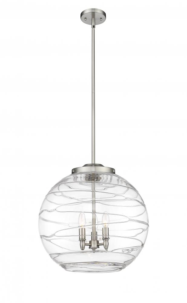 Athens Deco Swirl - 3 Light - 18 inch - Brushed Satin Nickel - Stem hung - Pendant