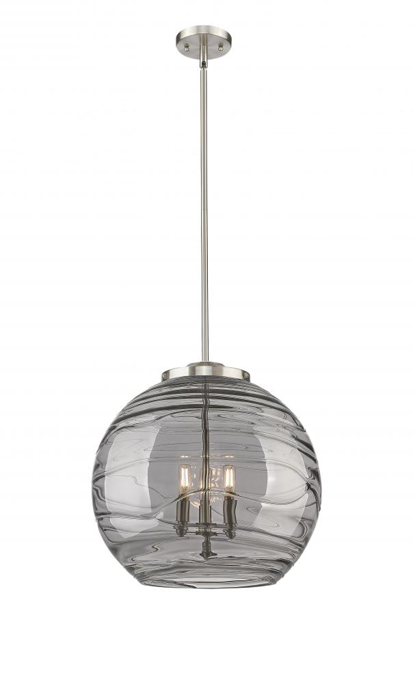 Athens Deco Swirl - 3 Light - 18 inch - Brushed Satin Nickel - Stem hung - Pendant