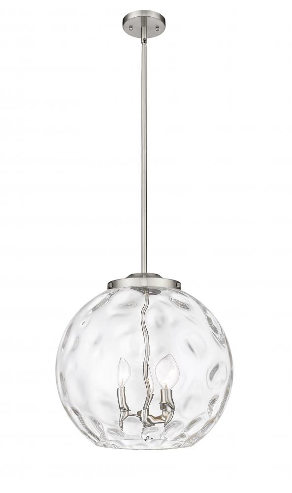 Athens Water Glass - 3 Light - 16 inch - Brushed Satin Nickel - Stem hung - Pendant