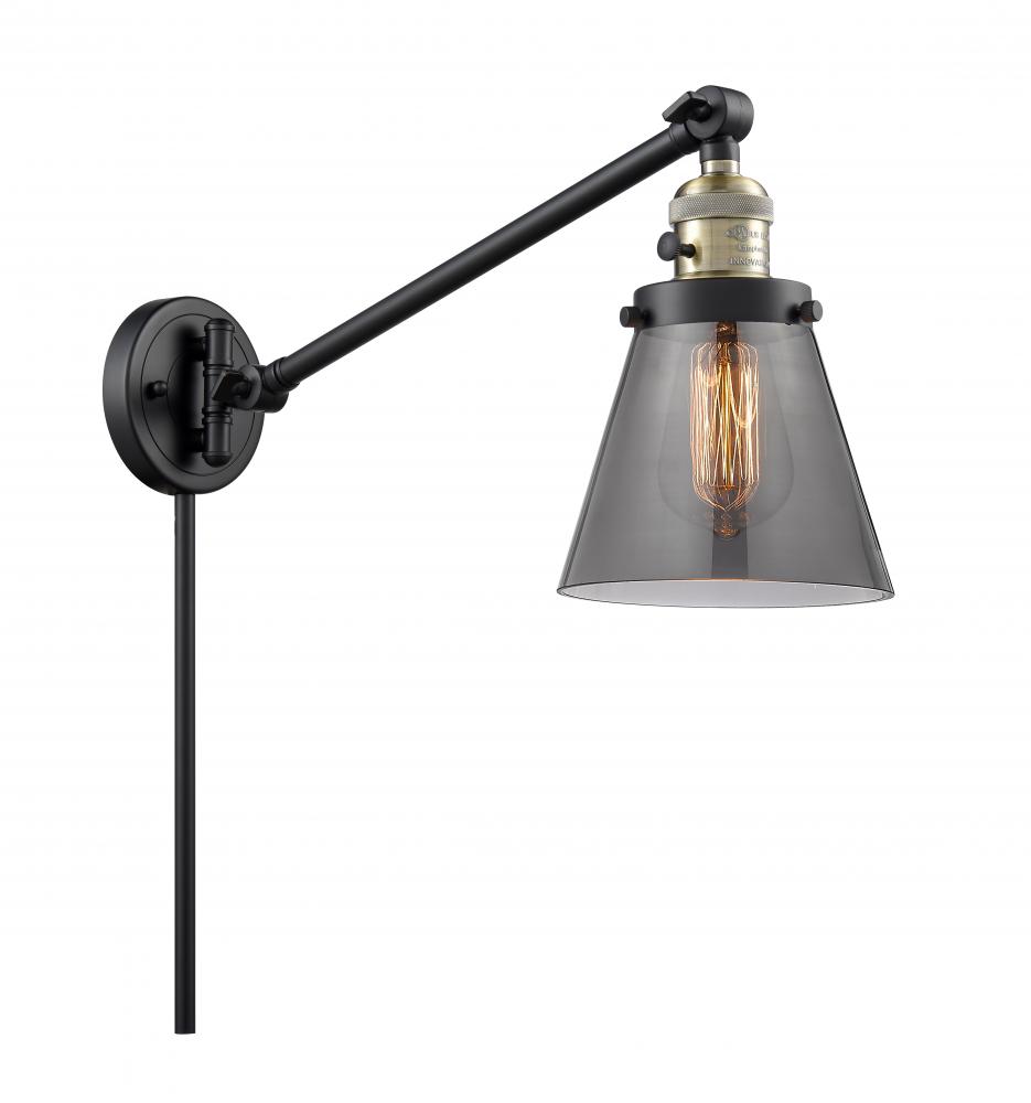 Cone - 1 Light - 8 inch - Black Antique Brass -Adjustable Swing Arm