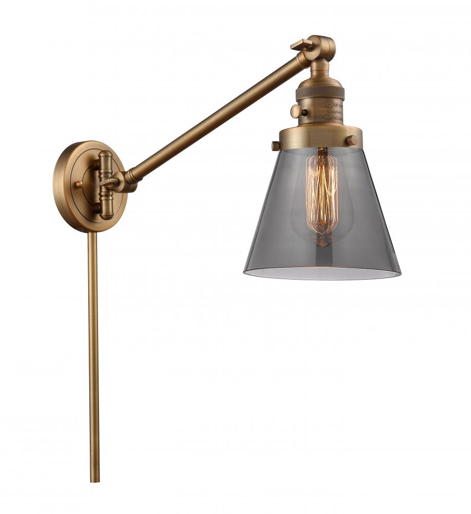 Cone - 1 Light - 8 inch - Brushed Brass -Adjustable Swing Arm