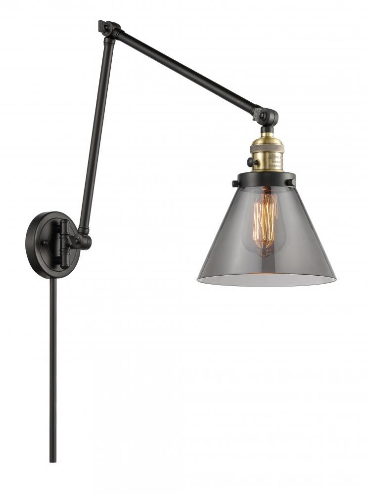 Cone - 1 Light - 8 inch - Black Antique Brass -Adjustable Swing Arm