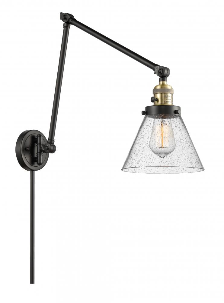 Cone - 1 Light - 8 inch - Black Antique Brass -Adjustable Swing Arm