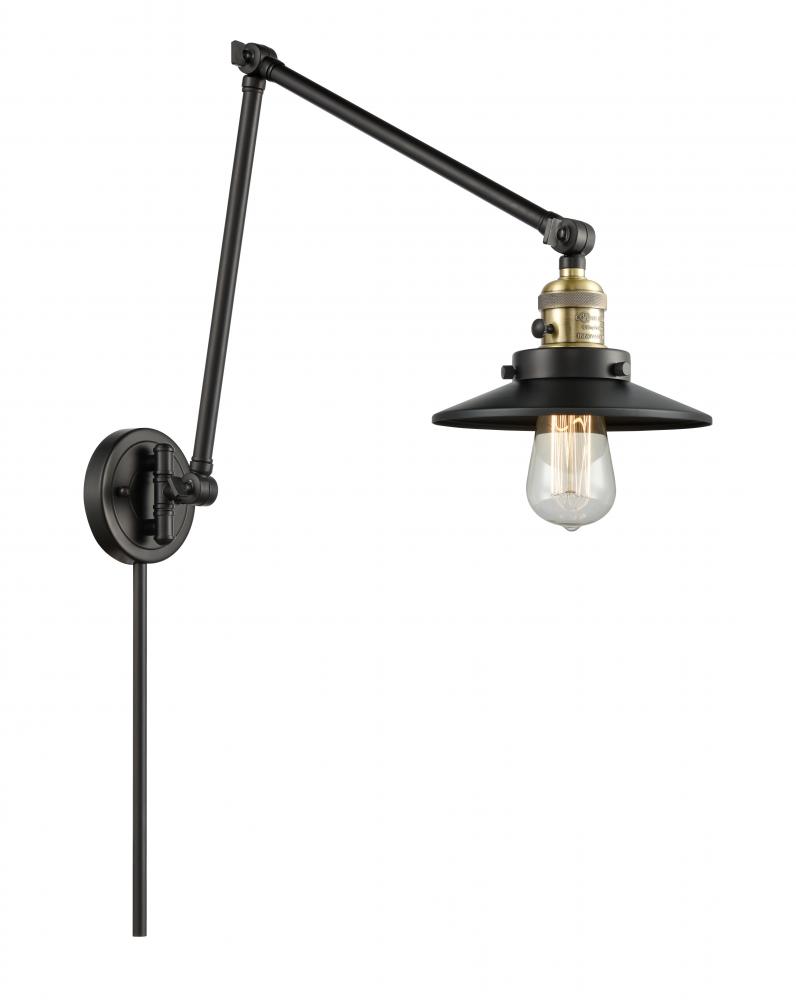 Railroad - 1 Light - 8 inch - Black Antique Brass -Adjustable Swing Arm