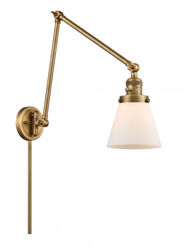 Cone - 1 Light - 8 inch - Brushed Brass -Adjustable Swing Arm