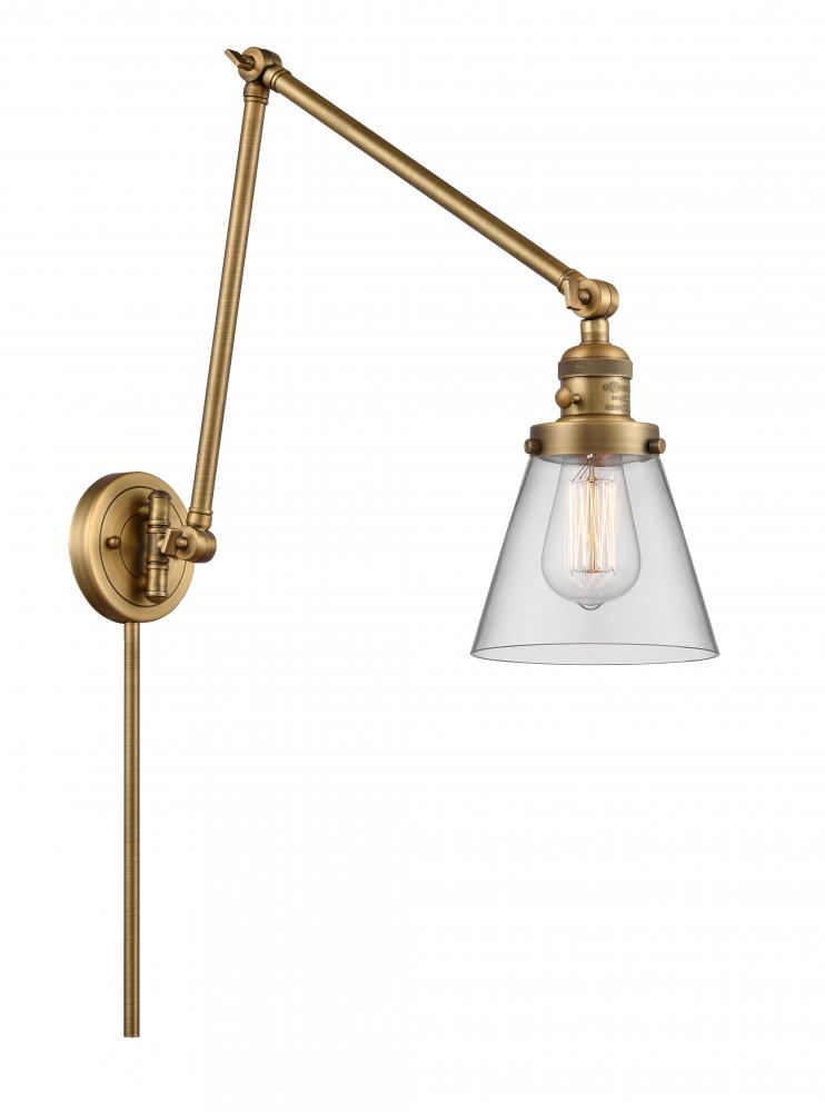 Cone - 1 Light - 8 inch - Brushed Brass -Adjustable Swing Arm