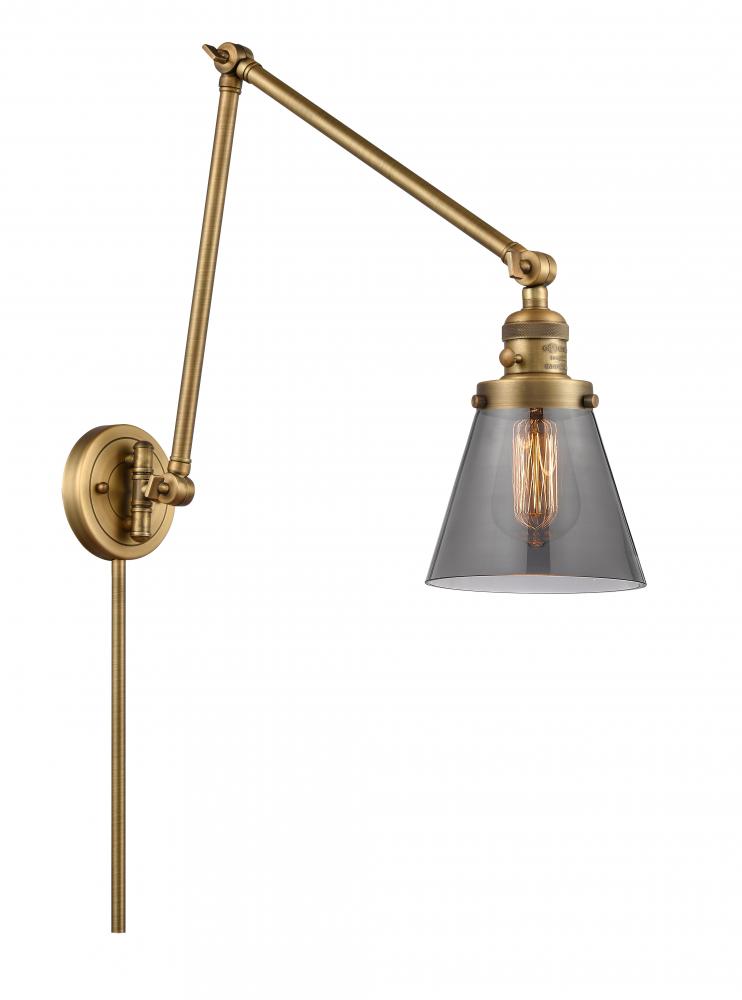 Cone - 1 Light - 8 inch - Brushed Brass -Adjustable Swing Arm