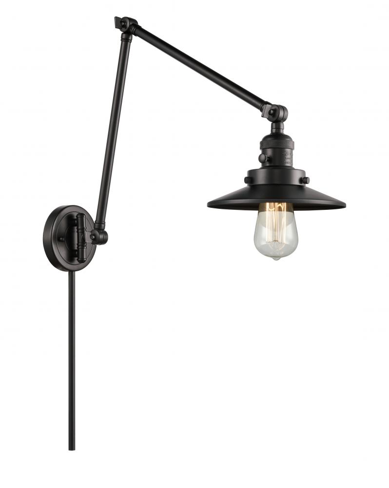 Railroad - 1 Light - 8 inch - Matte Black -Adjustable Swing Arm
