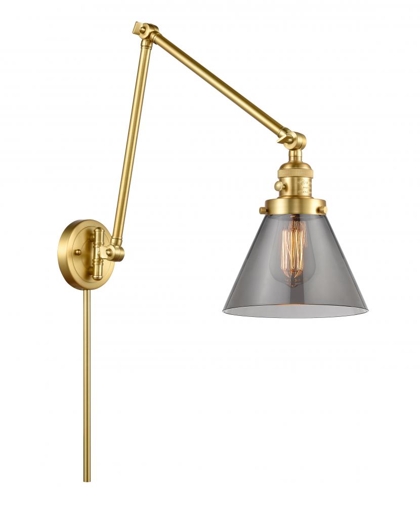 Cone - 1 Light - 8 inch - Satin Gold -Adjustable Swing Arm