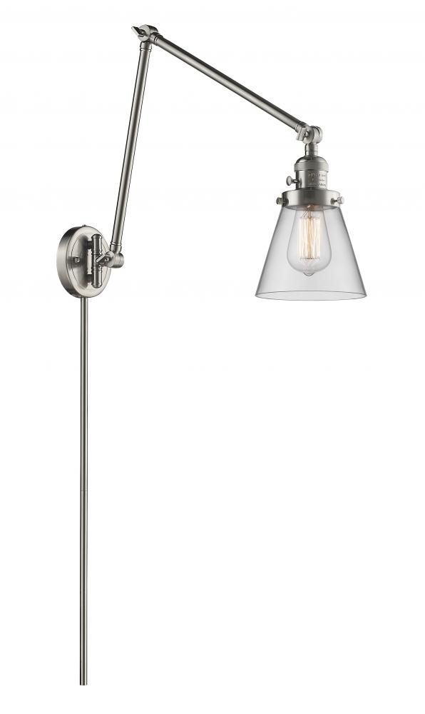 Cone - 1 Light - 8 inch - Brushed Satin Nickel -Adjustable Swing Arm