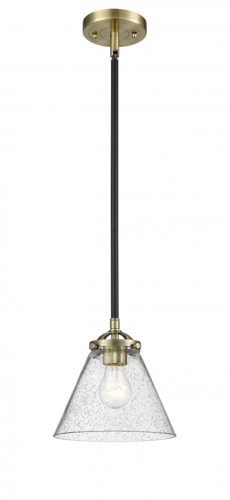 Cone - 1 Light - 8 inch - Black Antique Brass - Stem hung - Mini Pendant