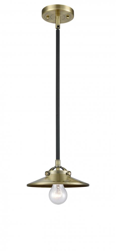 Railroad - 1 Light - 8 inch - Black Antique Brass - Stem hung - Mini Pendant