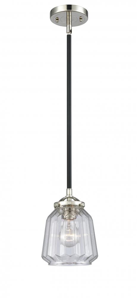 Chatham - 1 Light - 7 inch - Black Polished Nickel - Stem hung - Mini Pendant