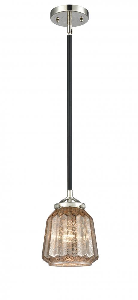 Chatham - 1 Light - 7 inch - Black Polished Nickel - Stem hung - Mini Pendant