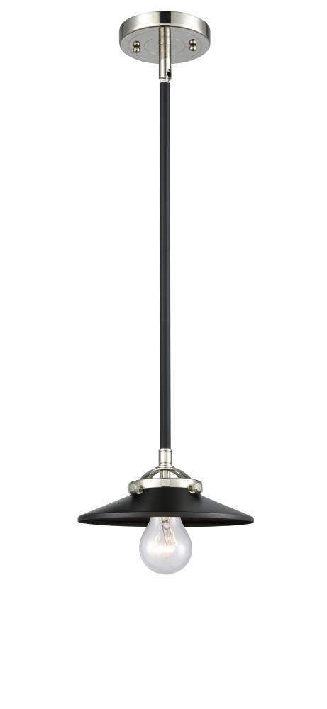 Railroad - 1 Light - 8 inch - Black Polished Nickel - Stem hung - Mini Pendant